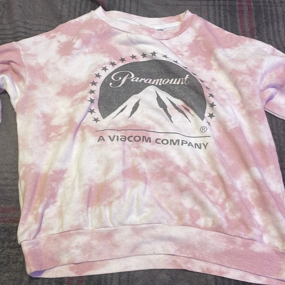 Paramount Pink white tie dye crew neck XS